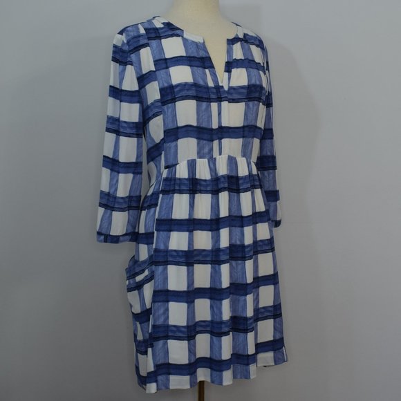 Maeve Anthropologie Chiffon Blue White Painterly P - Picture 2 of 13